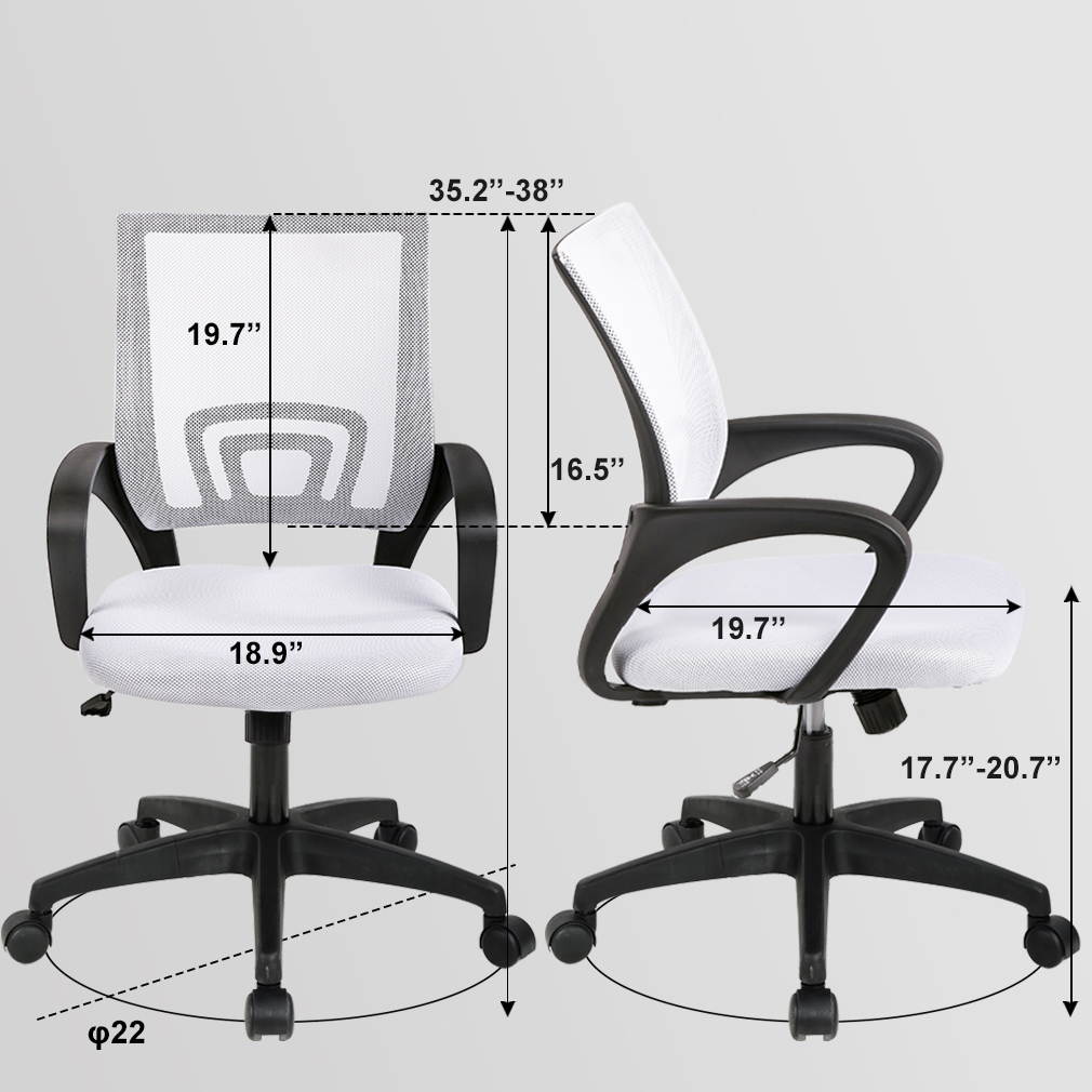 Home Mesh Office Chair Ergonomic Desk Chair Adjustable Computer Chair with Lumbar Support Arms Modern Executive Rolling Swivel Task Chair for Women Adults(White)