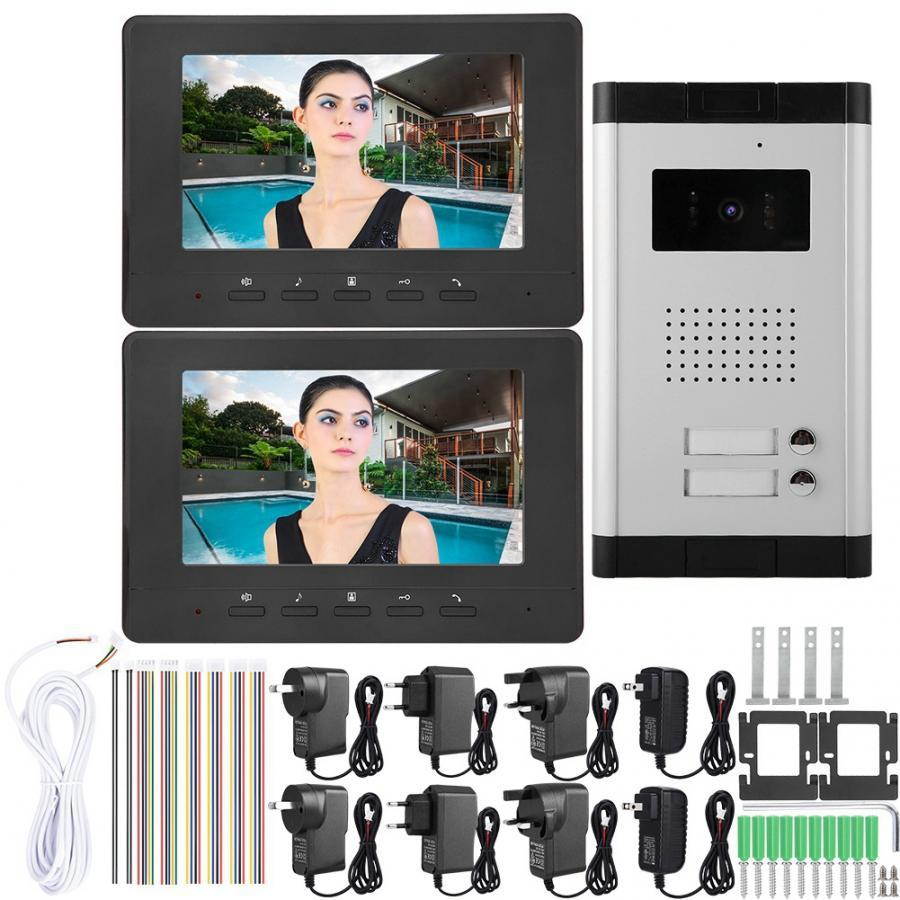 ring doorbell 7inch 1-Drag-2 Color Video Intercom Doorbell Visual Camera Door Phone Monitor 100-240V