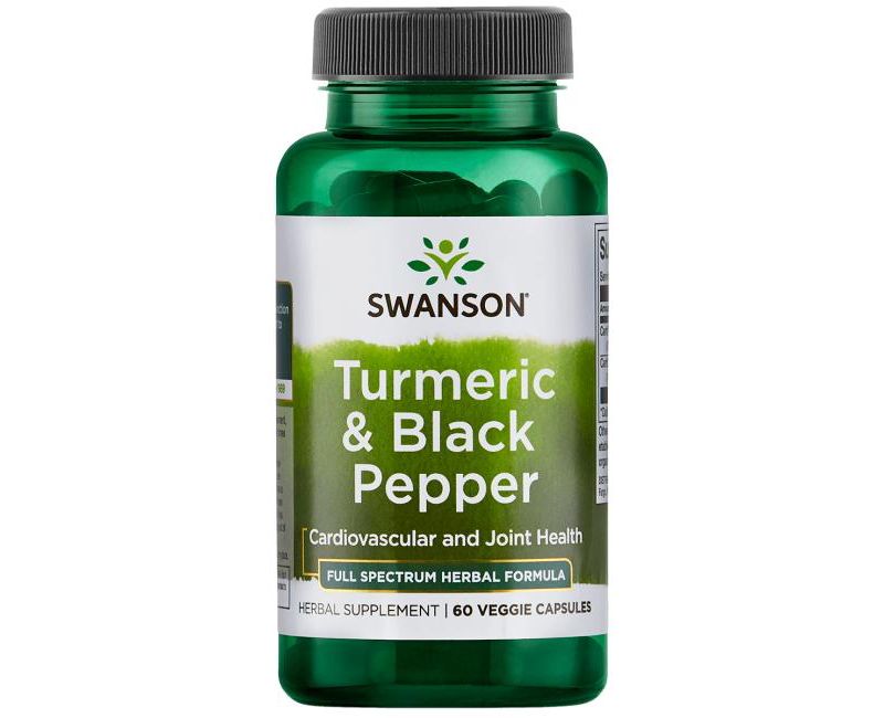 Swanson Turmeric & Black Pepper Vegetable Capsules, 600 mg, 60 Count