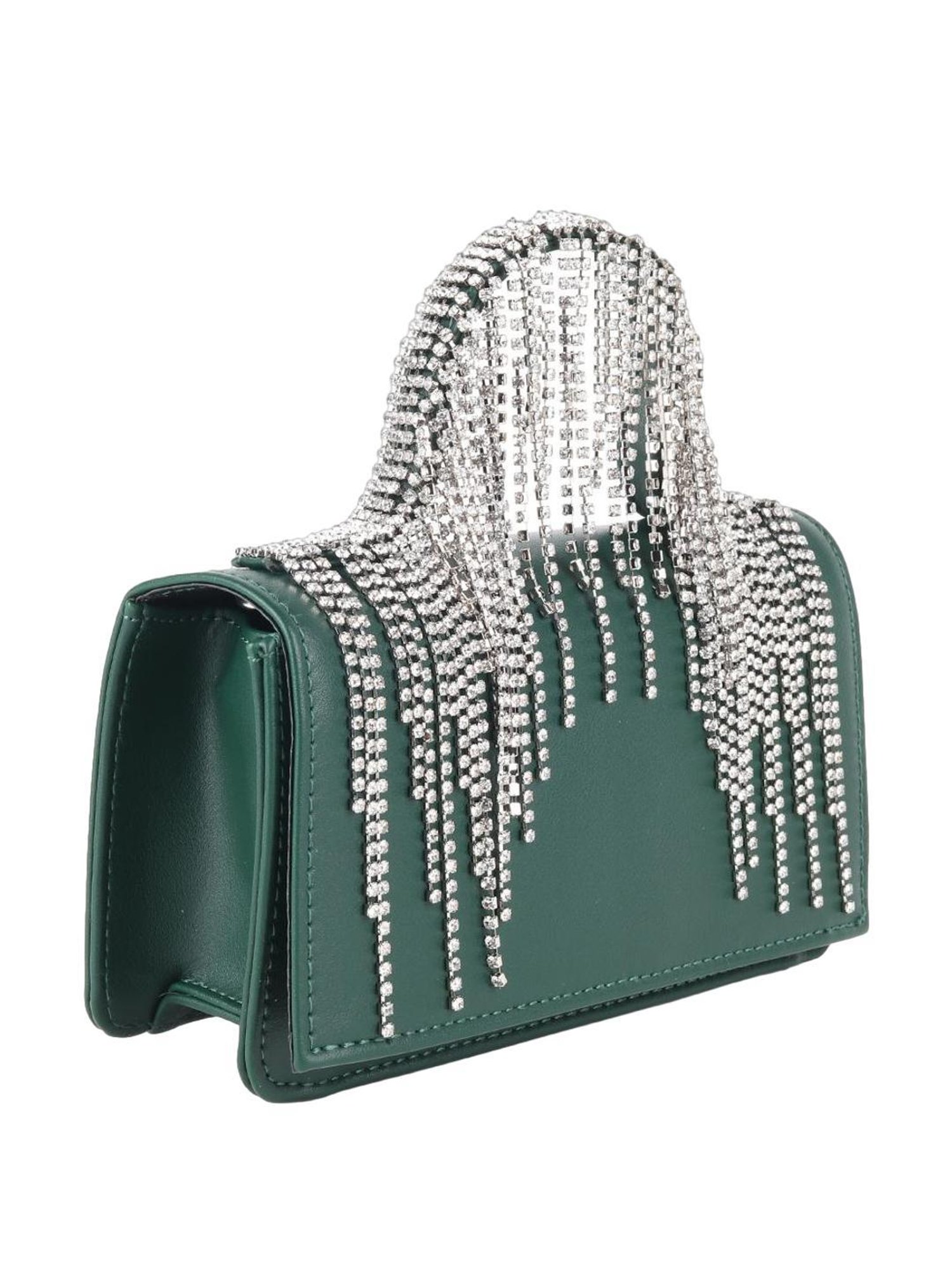 Odette Green PU Embellished Clutch