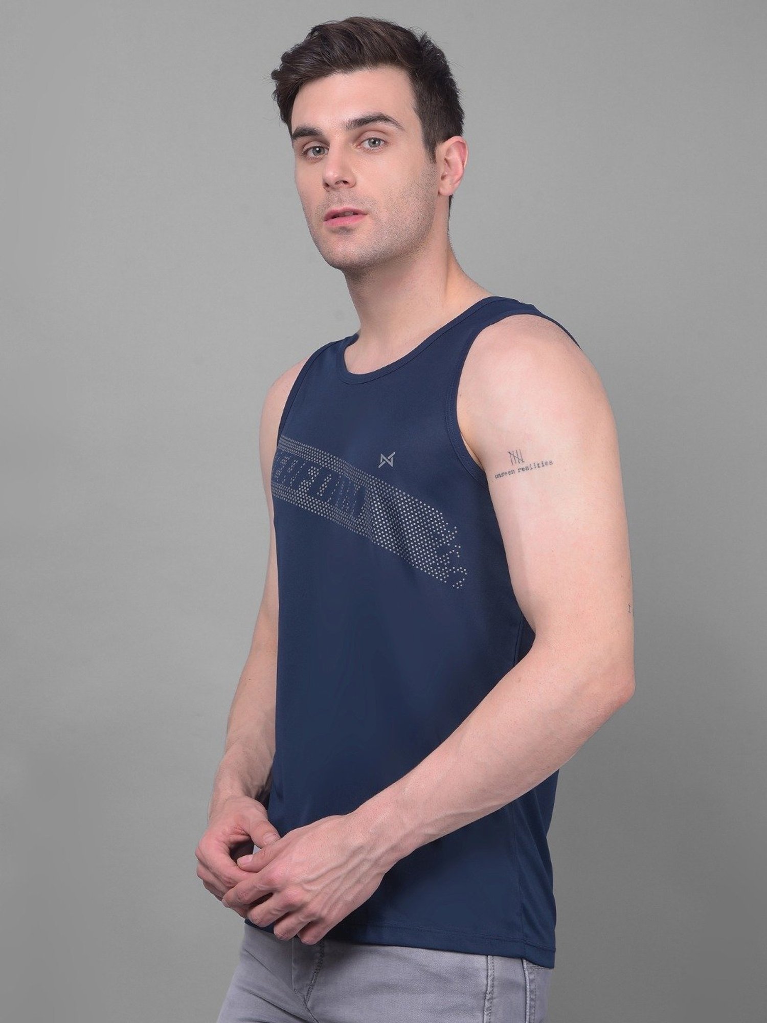 Force NXT Multicolored Regular Fit Printed Gym Vest - Pack Of 5