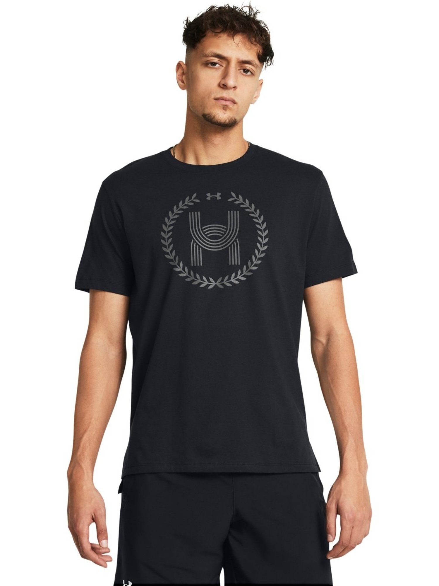 Under Armour Black Cotton Slim Fit Printed T-Shirt