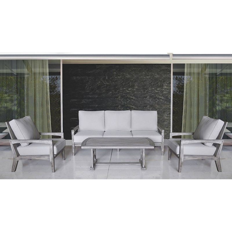 Driftwood Surf Side Teak 4pc Sofa Set - Gray - Courtyard Casual