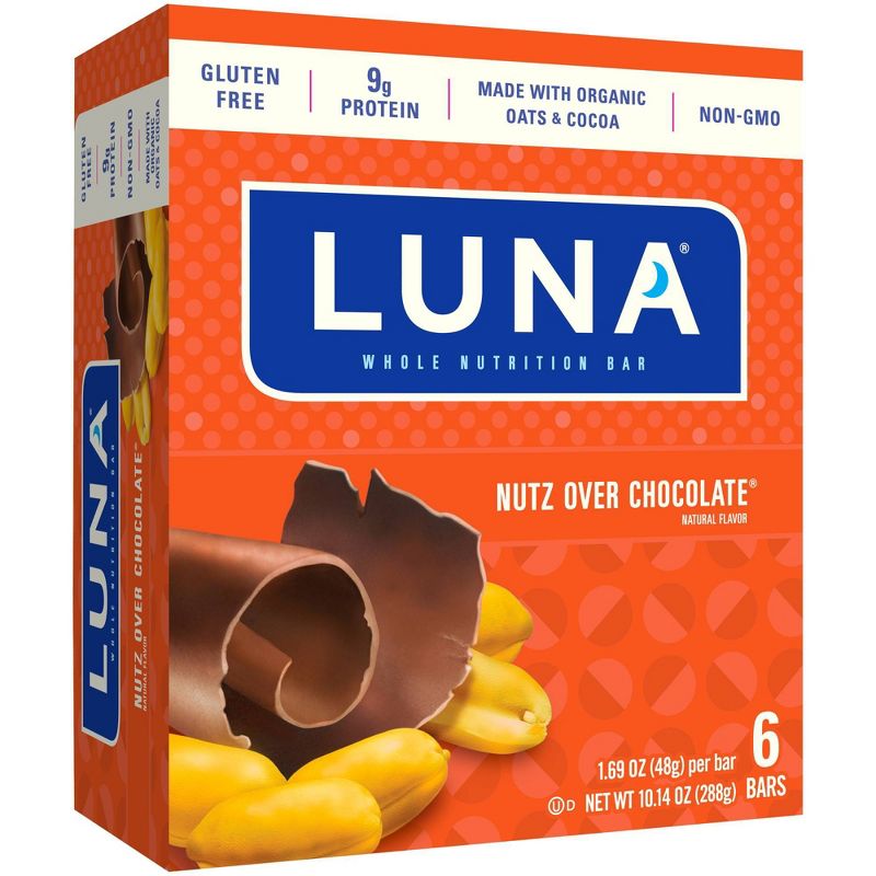 LUNA Nutz Over Chocolate Nutrition Bars - 6ct