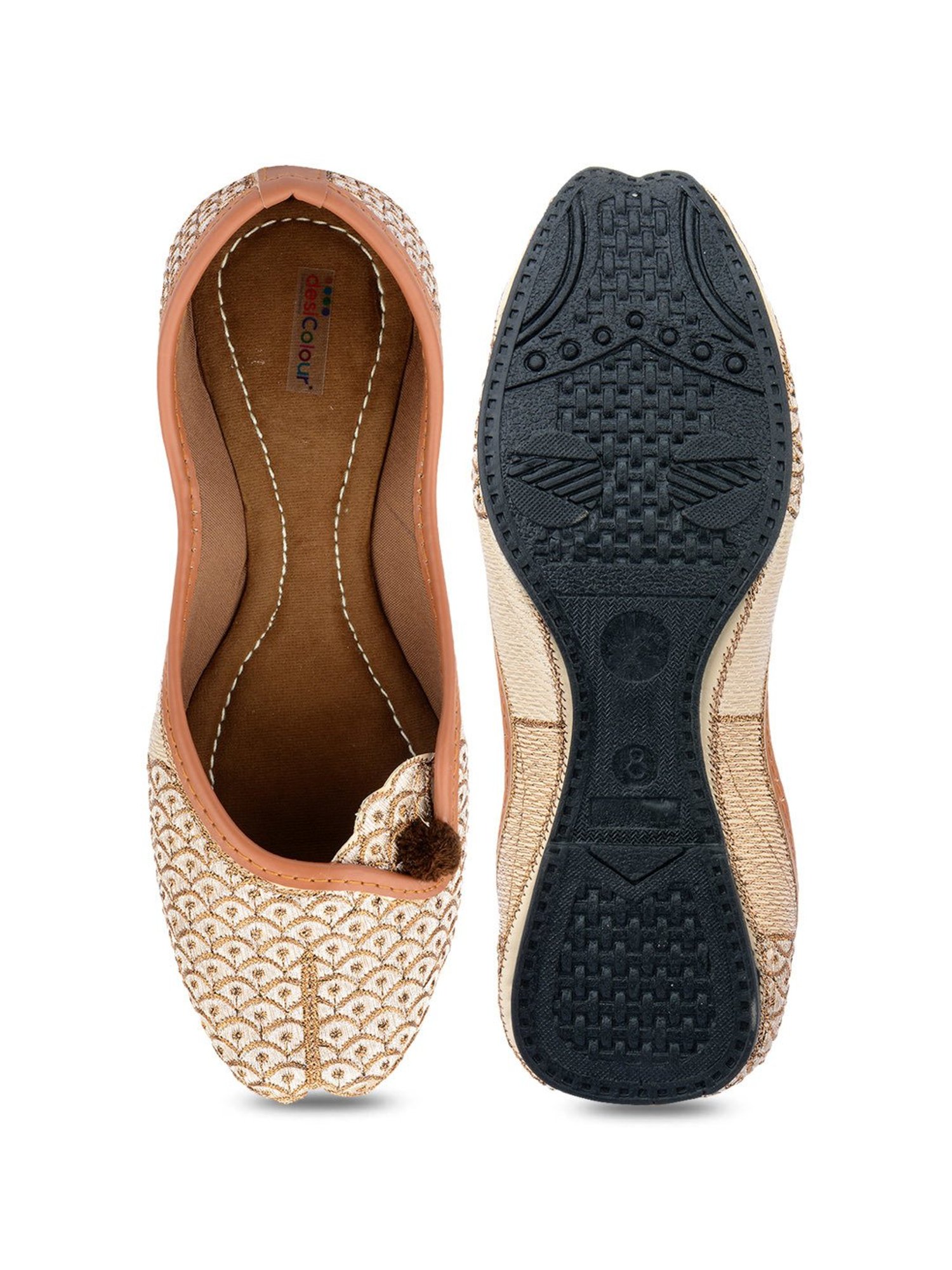 Desi Colour Women's Beige Ethnic Juttis