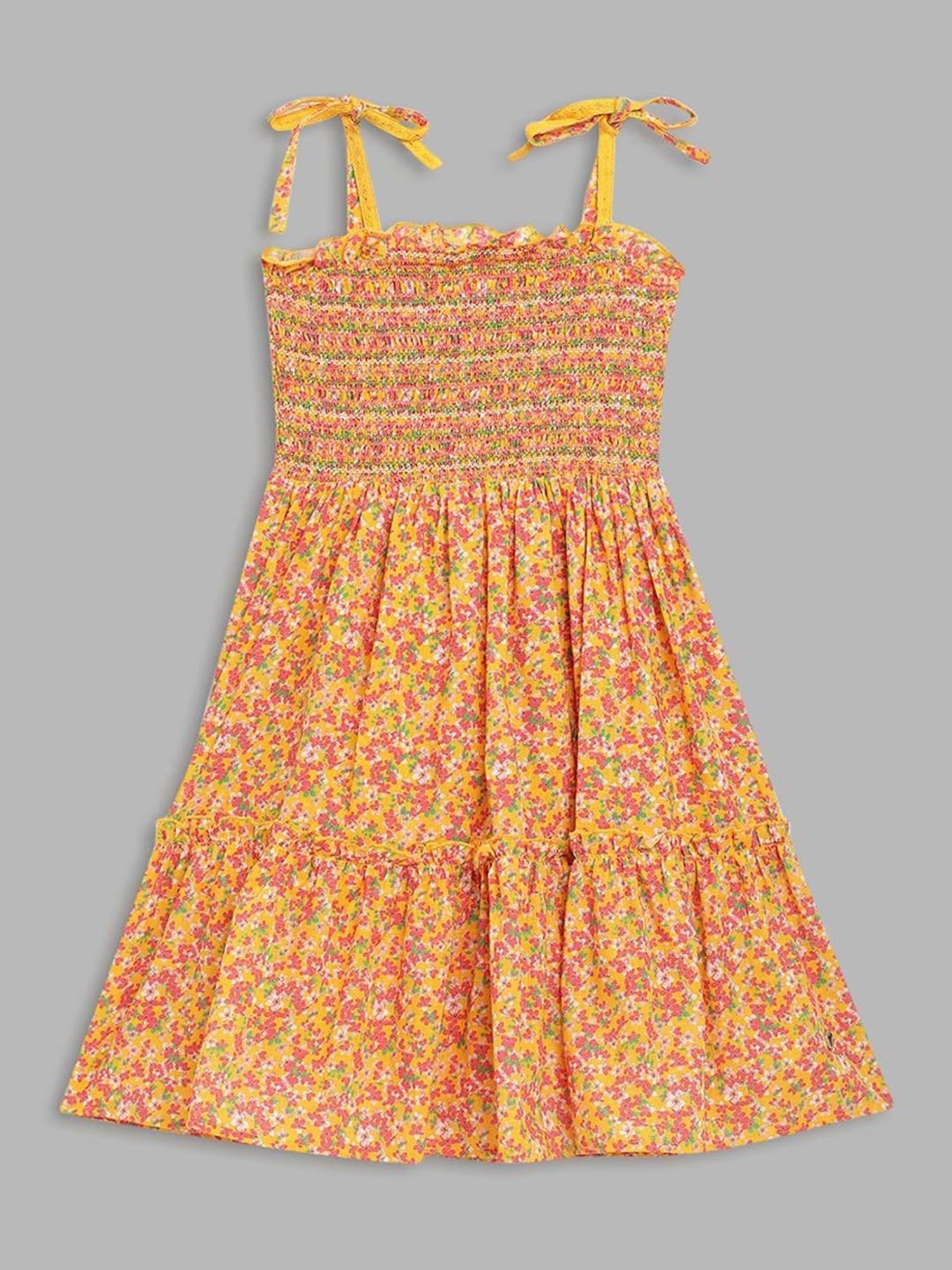 Blue Giraffe Kids Multicolor Cotton Floral Print Dress