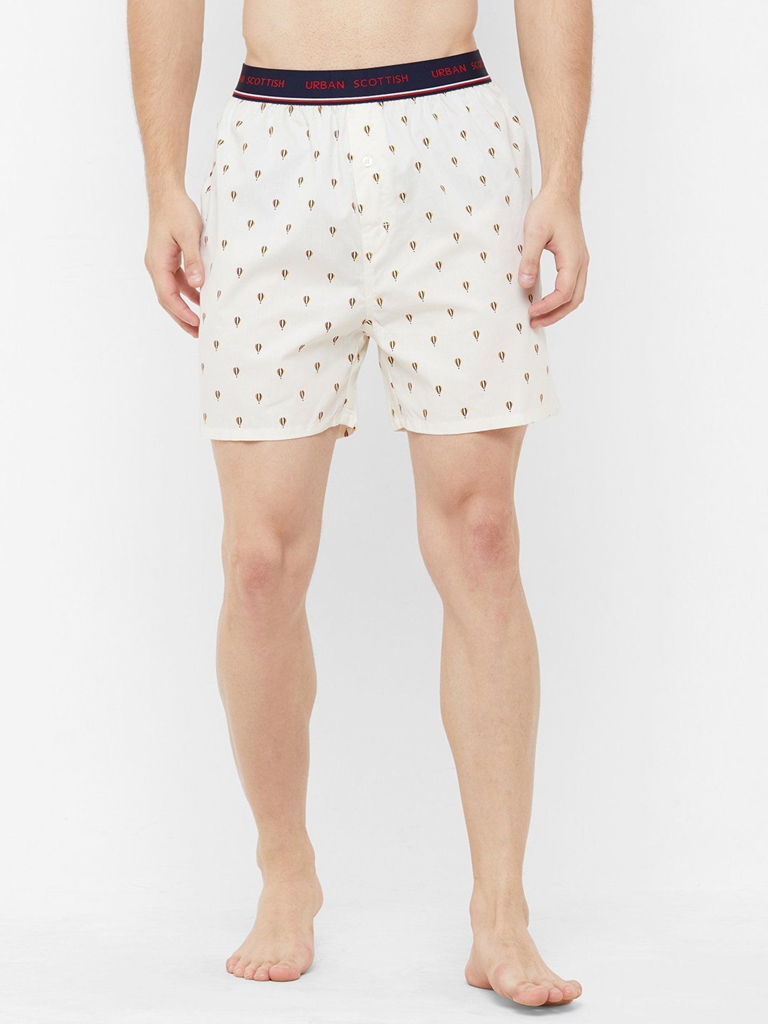 Urban Scottish White & Navy Regular Fit Printed Boxers - Pack Of 2