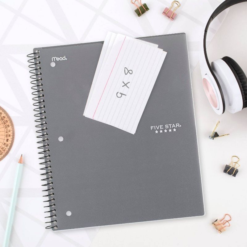 Spiral Notebook 1 Subject Wide Ruled Customizable Gray - Five Star