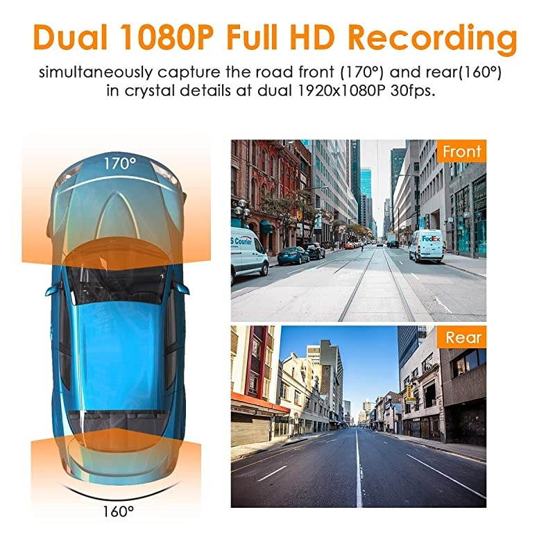 S1 Dual 1080P Dash Cam Front and Rear Built in GPS Speed Dash Camera 2880x 2160P Single Front Super Capacitor Low Light Night Vision 24hr Parking Mode Motion Detection Support 256GB Max