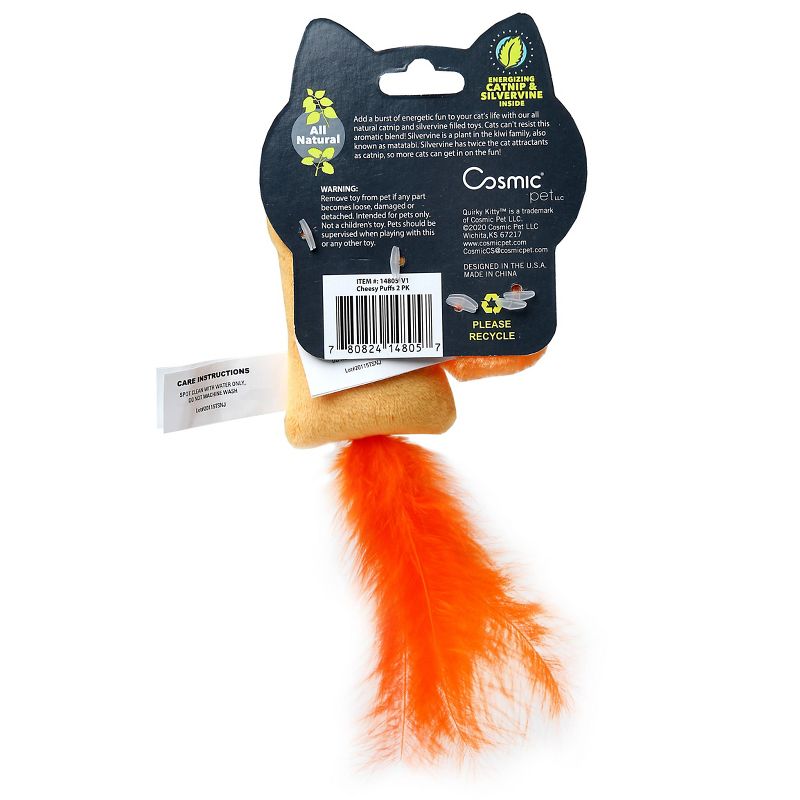 Quirky Kitty Cheesy Puffs Cat Toy - Orange - 2pk