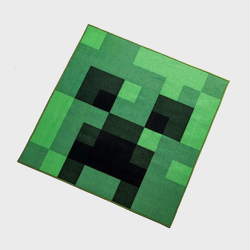 52"x52" Minecraft Creeper Area Rug Green