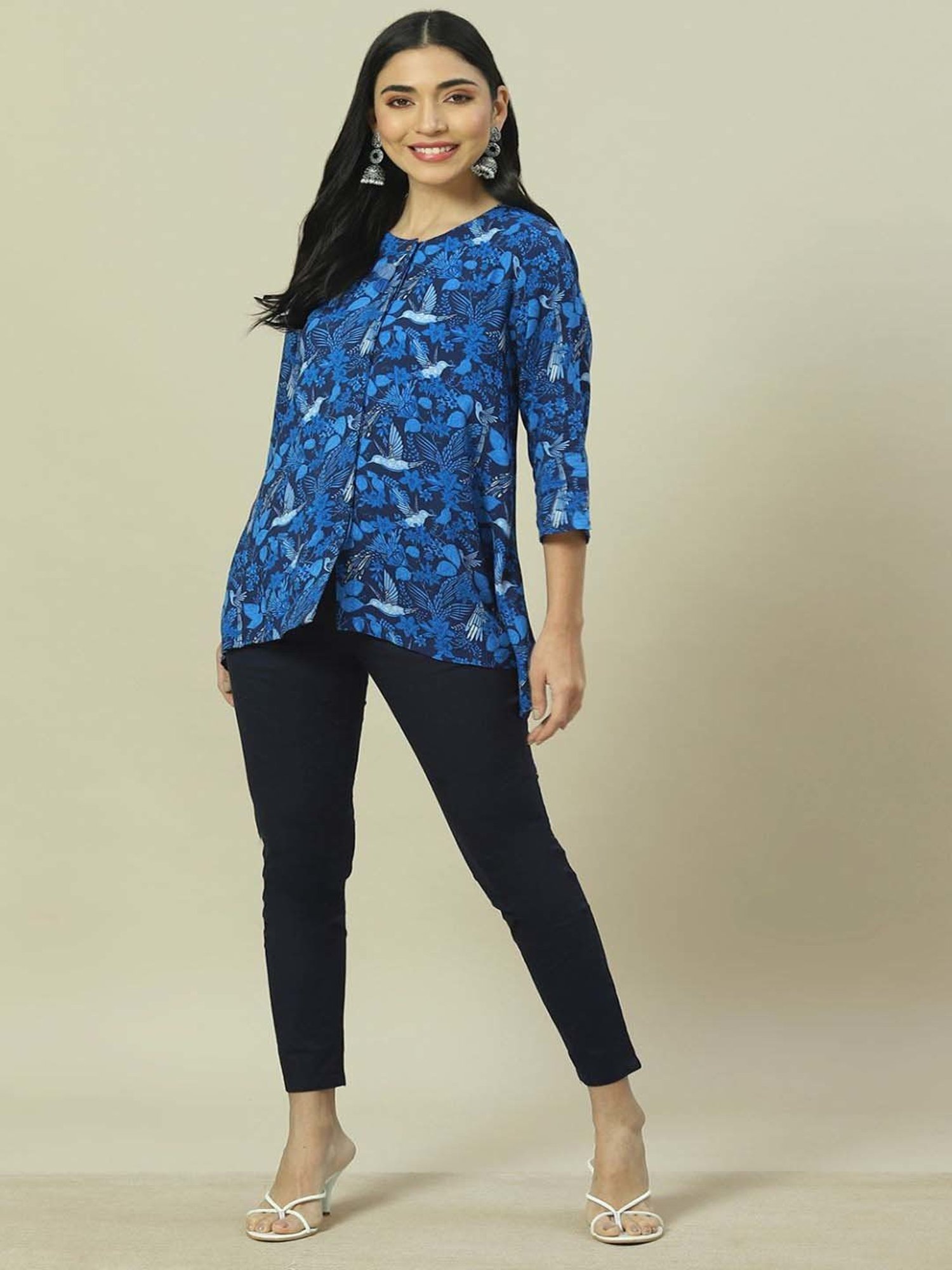 Rangriti Blue Printed Top
