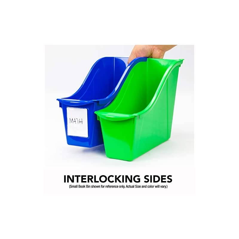 Large Book Bin, Linking Storage Bin, Dry Erase Surface, 14.3 x 7 x 5.3 Inches, STEM Assortment, 6-Pack (70110A06C)