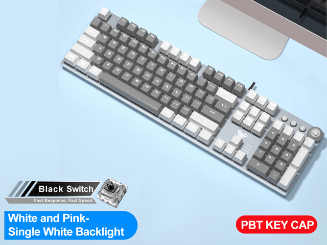AULA F2058/F2088 Mechanical Gaming Keyboard wrist rest Multimedia Knob, Marco Programming metal panel LED Backlit keyboard for Computer Gamer