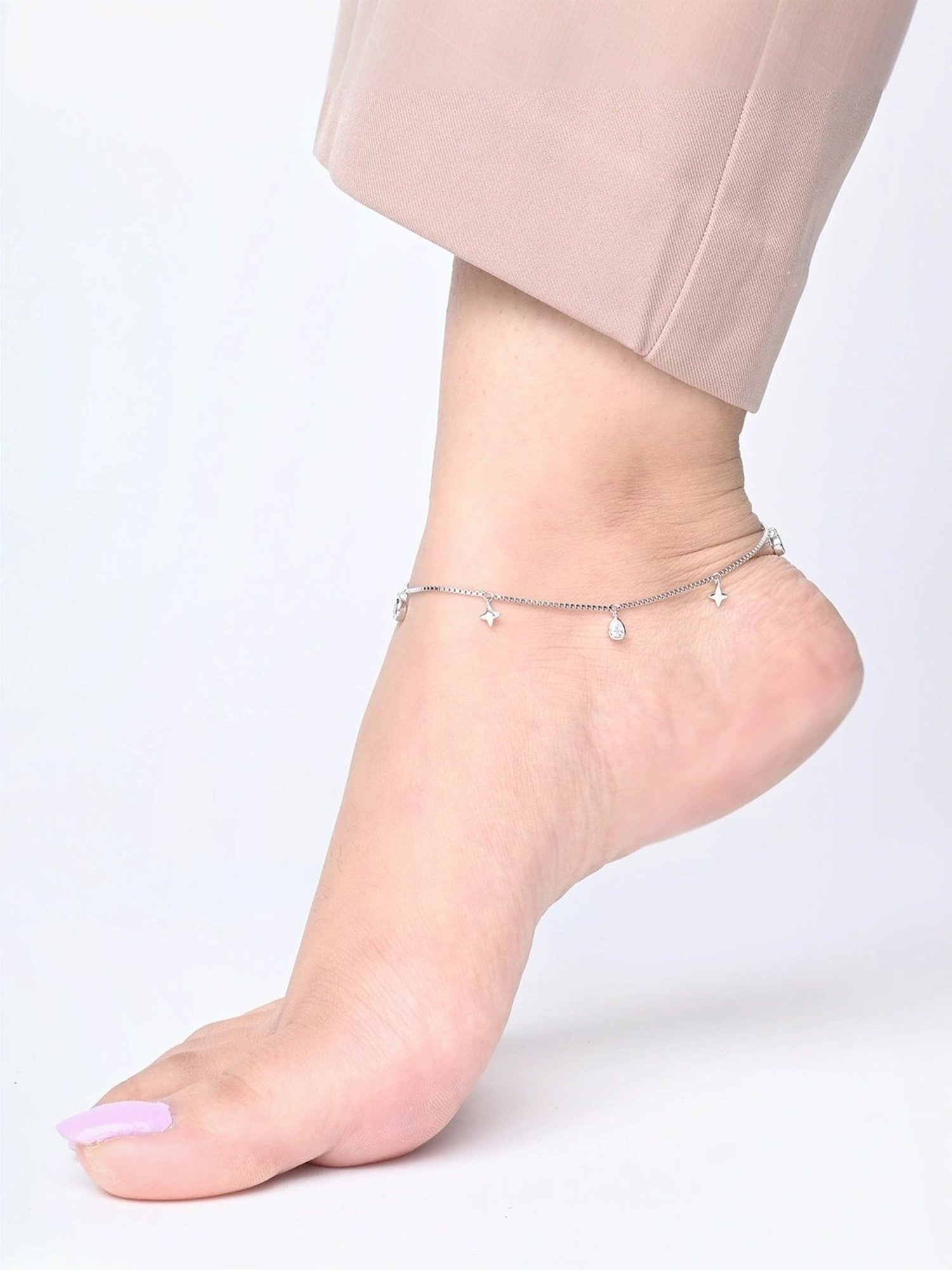 Touch925 Starry Box Silver Anklet for Women