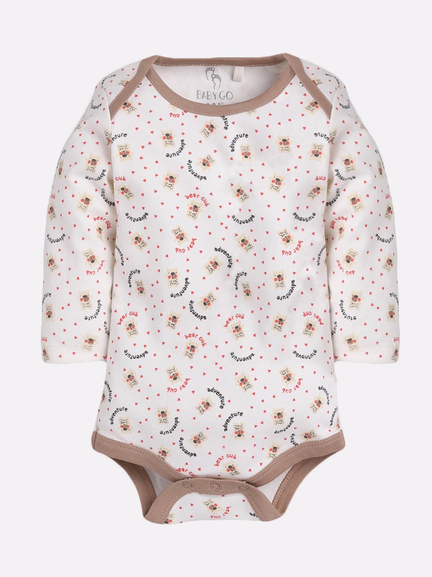 Baby Go Kids Beige & White Printed Onesie (Pack Of 2)