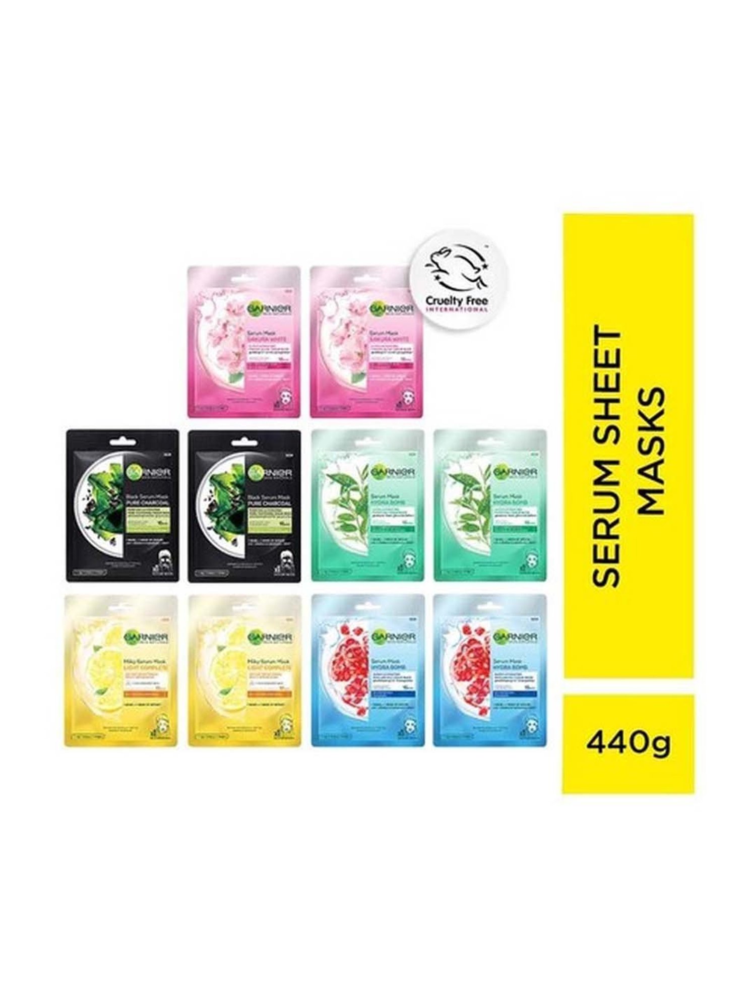 Garnier Skin Naturals Face Serum Sheet Mask (Pack of 10) - 280 gm