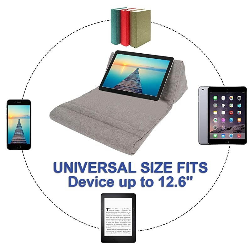 Pillow Stand Tablet Pillow Holder Soft Pillow Lap Stand for Tablet eReaders Mobile Phone Magazines Books Grey