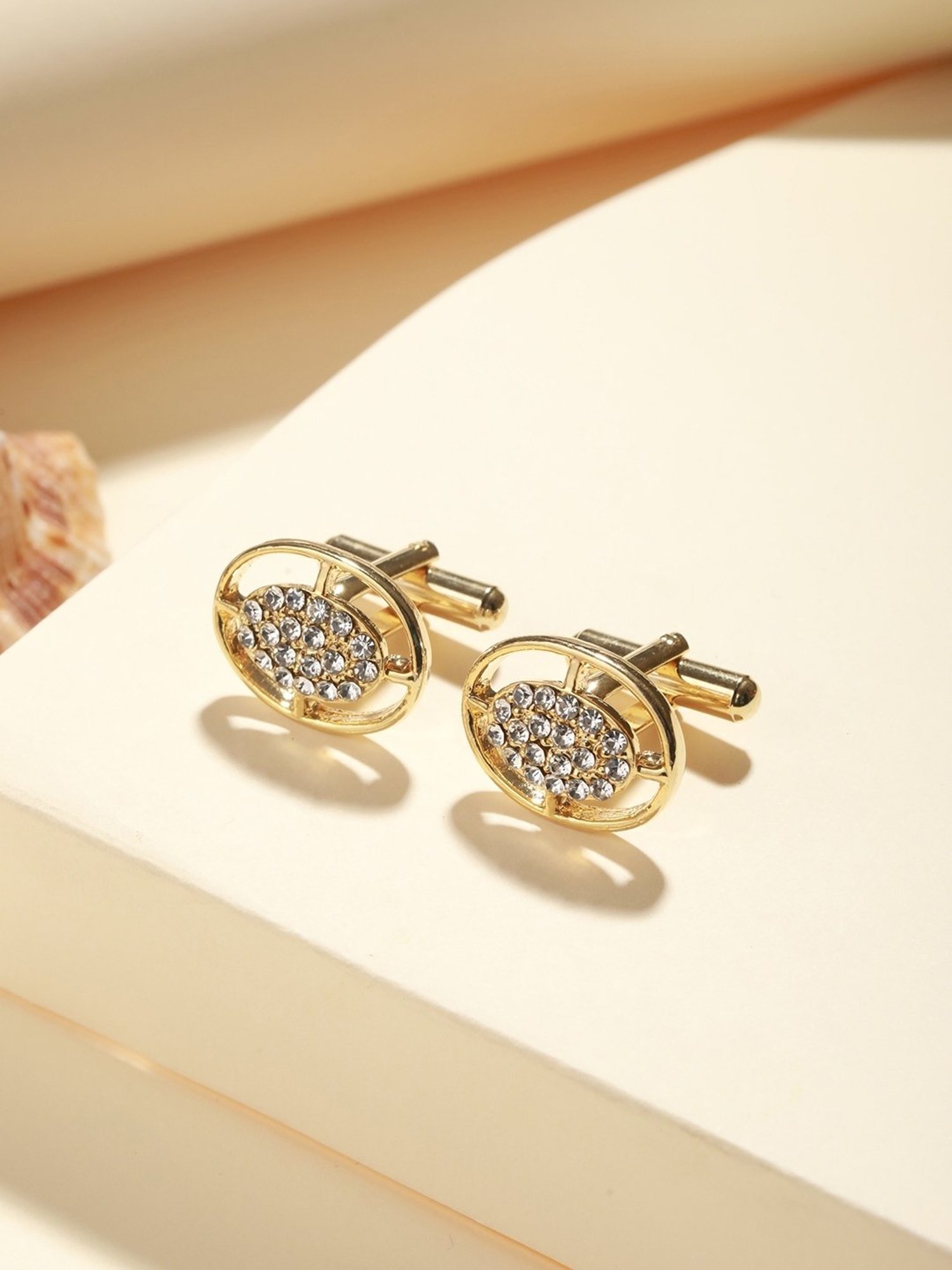 Bold by Priyaasi Halo Circle Golden Cufflinks for Men