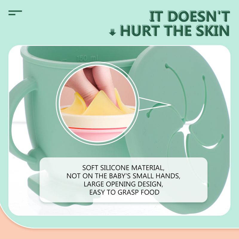 Portable Snack Cup Silicone Snack Container with Lid for Toddler and Baby