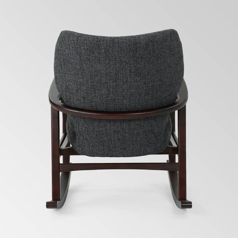 Iona Mid - Century Retro Modern Light Fabric Upholstered Button - Tufted Wingback Rocking Chair - Light Beige - Baxton Studio