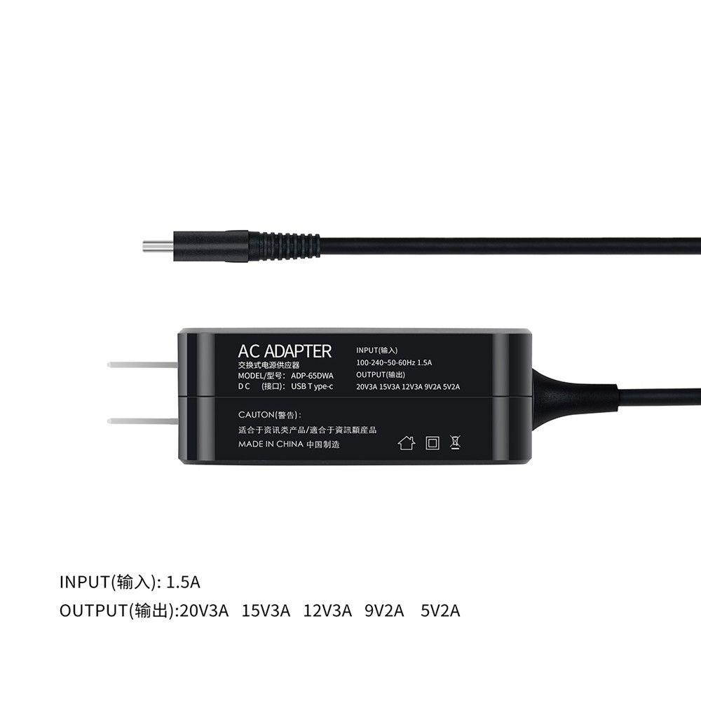 65W USB-C Charger Ac Adapter for HP Spectre x360 13-w020ca 13-w023dx Power Cord