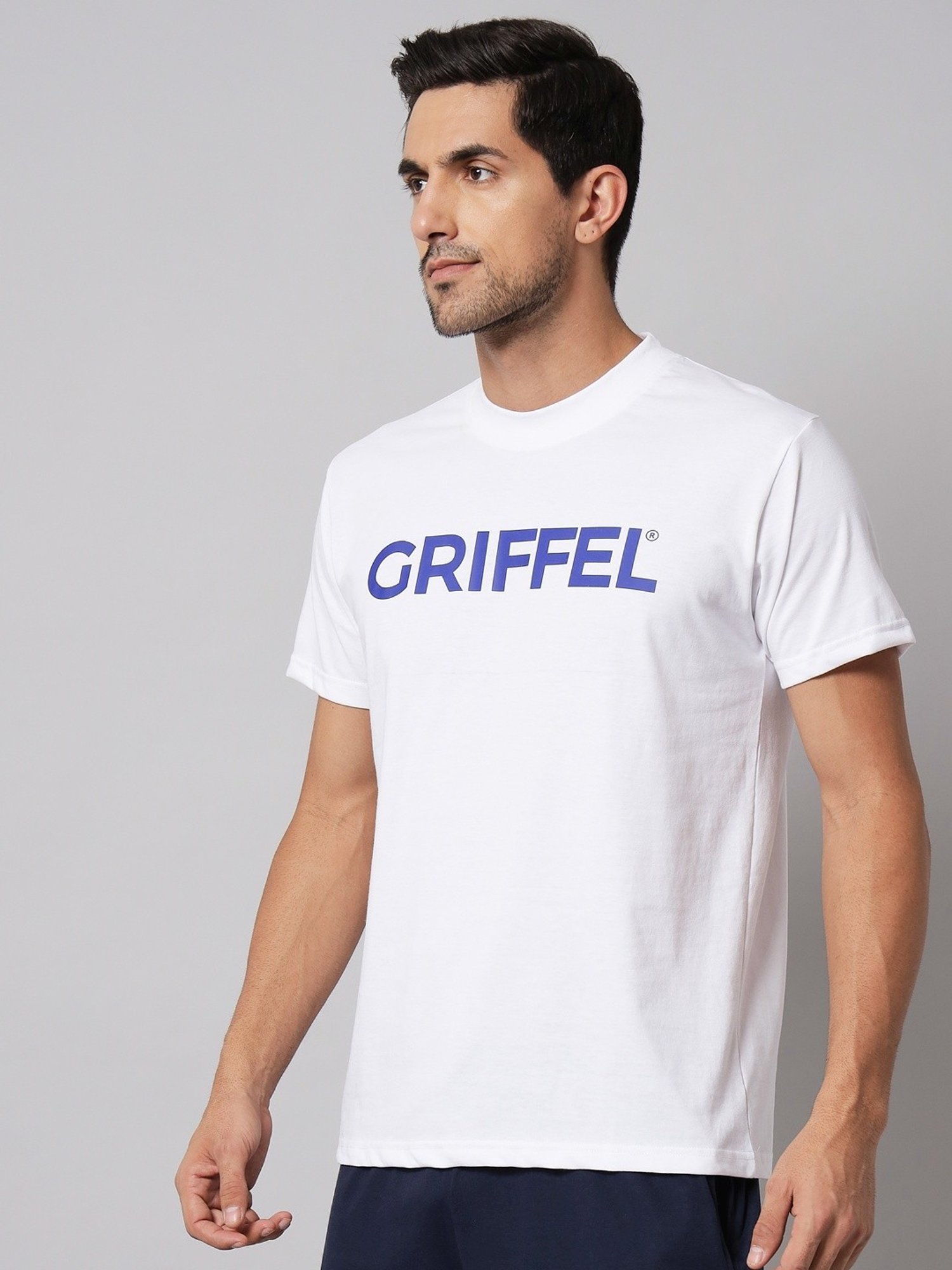 Griffel White Cotton Loose Fit Printed T-Shirt