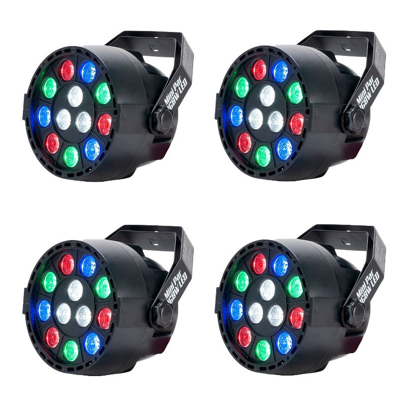 American DJ Eliminator Mini Par 1 Watt RGBW LED Hanging Stage Spotlight Strobe Light Lighting Fixture (4 pack)