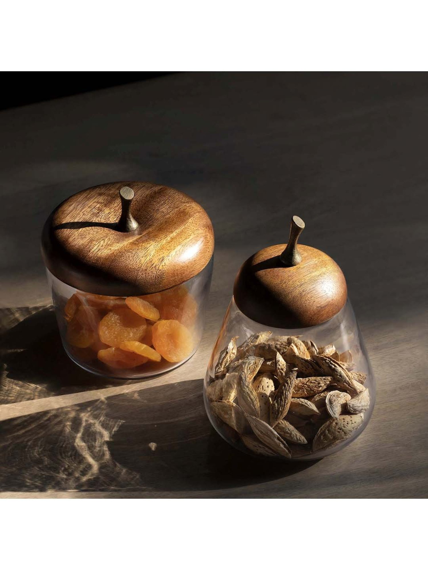 Ellementry Transparent & Brown Glass Fruit Jar Set (1 Large Fruit Jar and 1 Small Fruit Jar)