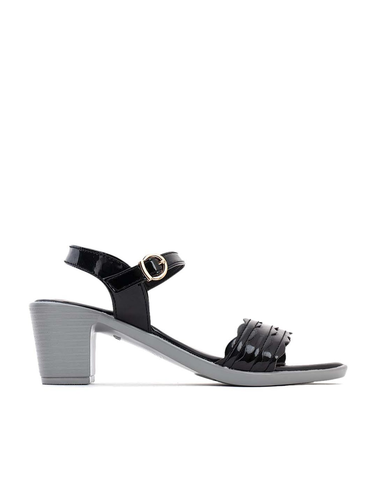 Cleo by Khadim's Women's Black Ankle Strap Sandals