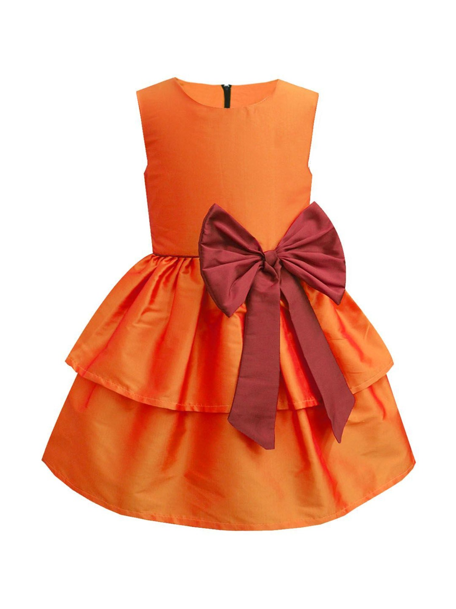 A.T.U.N. Girls Orange & Maroon Regular Dress