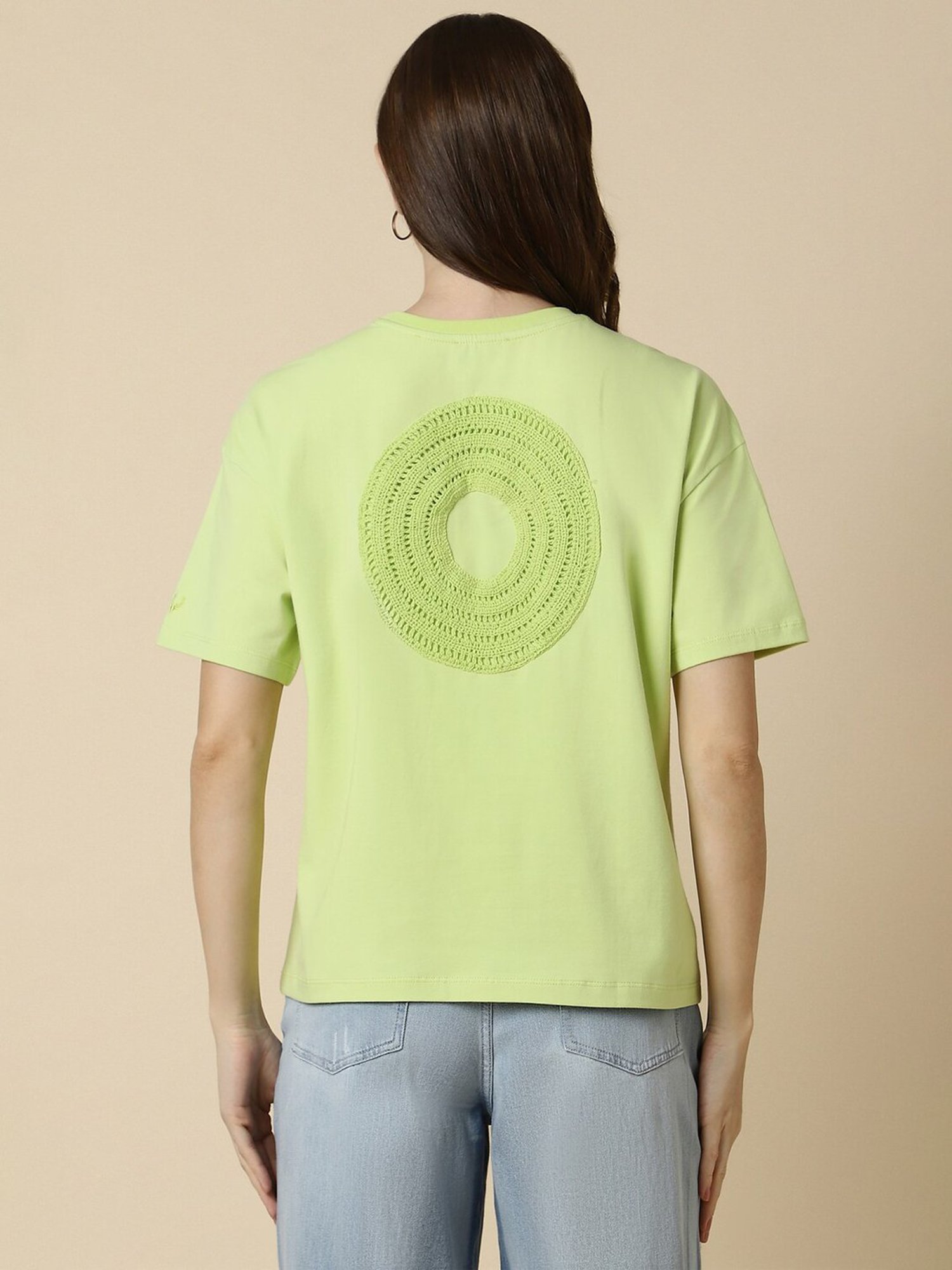 Allen Solly Lime Green Cotton Regular Fit T-Shirt