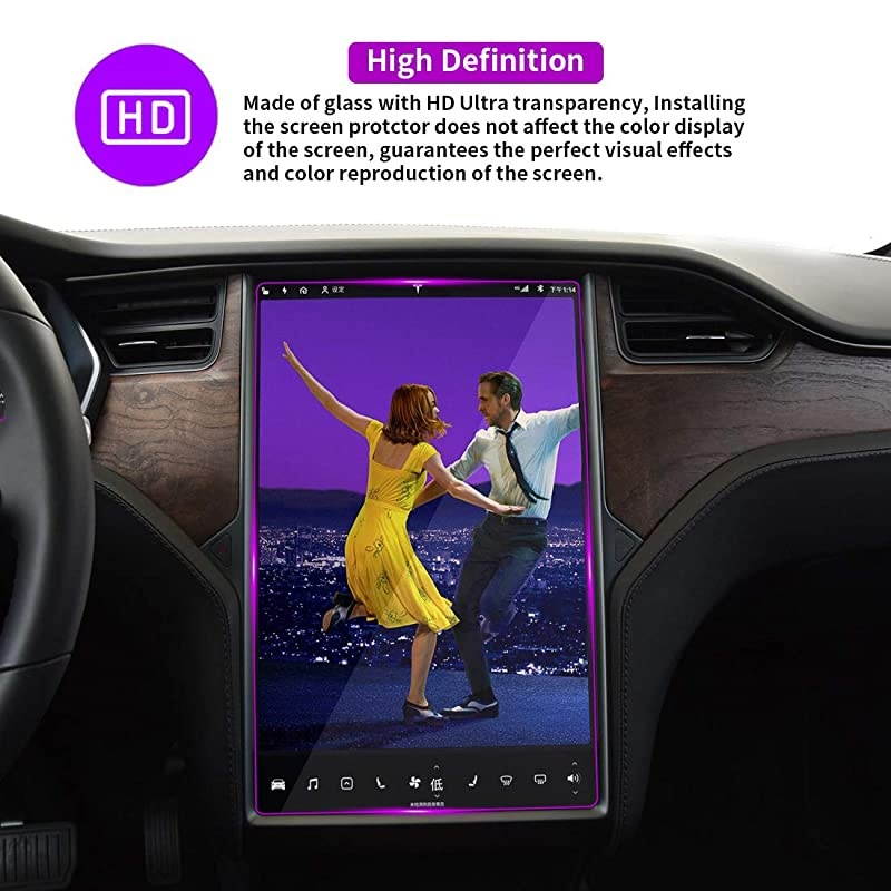 Model X/S Central Control LCD Instrument Protective Film, Tempered Glass Screen Protector, 9H Anti-Scratch Anti Fingerprint Bubble Free