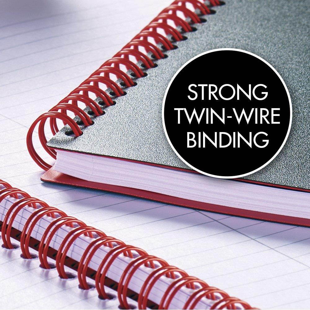 Black n' Red Twin Wire Poly Cover Notebook, 11-3/4" x 8-1/4", Black/Red, 70 Ruled Sheets (E67008)
