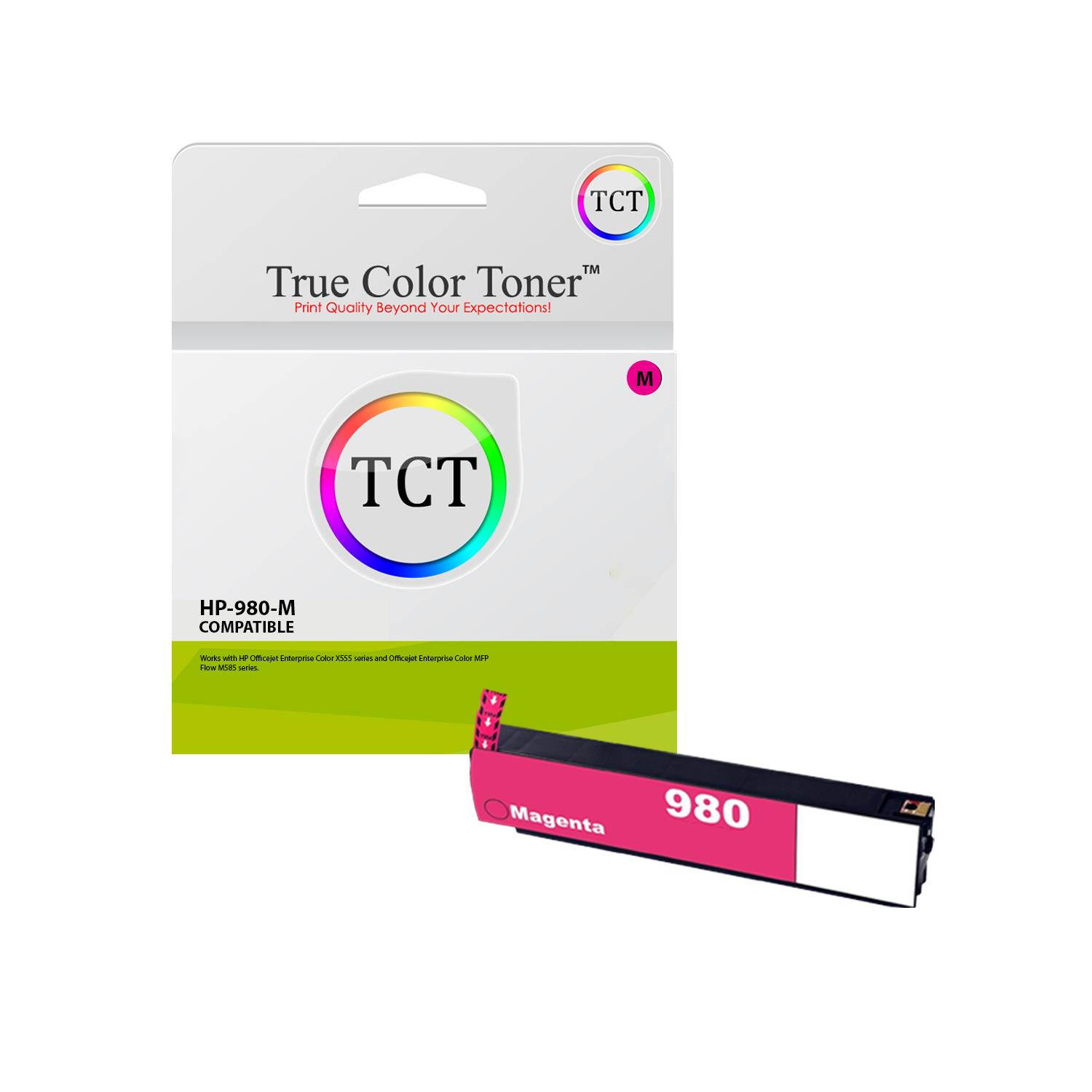 TCT Compatible Ink Cartridge Replacement for HP 980 works with HP OfficeJet Enterprise X555dn X555xh X585dn X585f X585z Printers (Black D8J10A, Cyan D8J07A, Magenta D8J08A, Yellow D8J09A ) - 4 Pack
