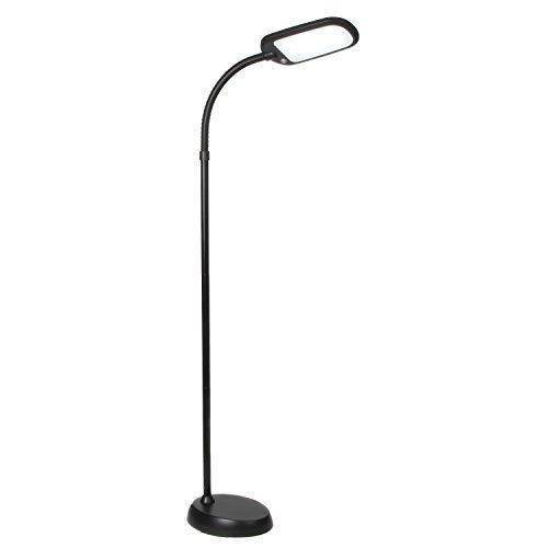 Brightech Litespan LED 2nd Edition Reading & Craft Floor Lamp- Dimmable Light & Adjustable Color Temperature Switch- Standing Pole Light with Gooseneck for Living Room Dorm Bedroom Office Task- Black