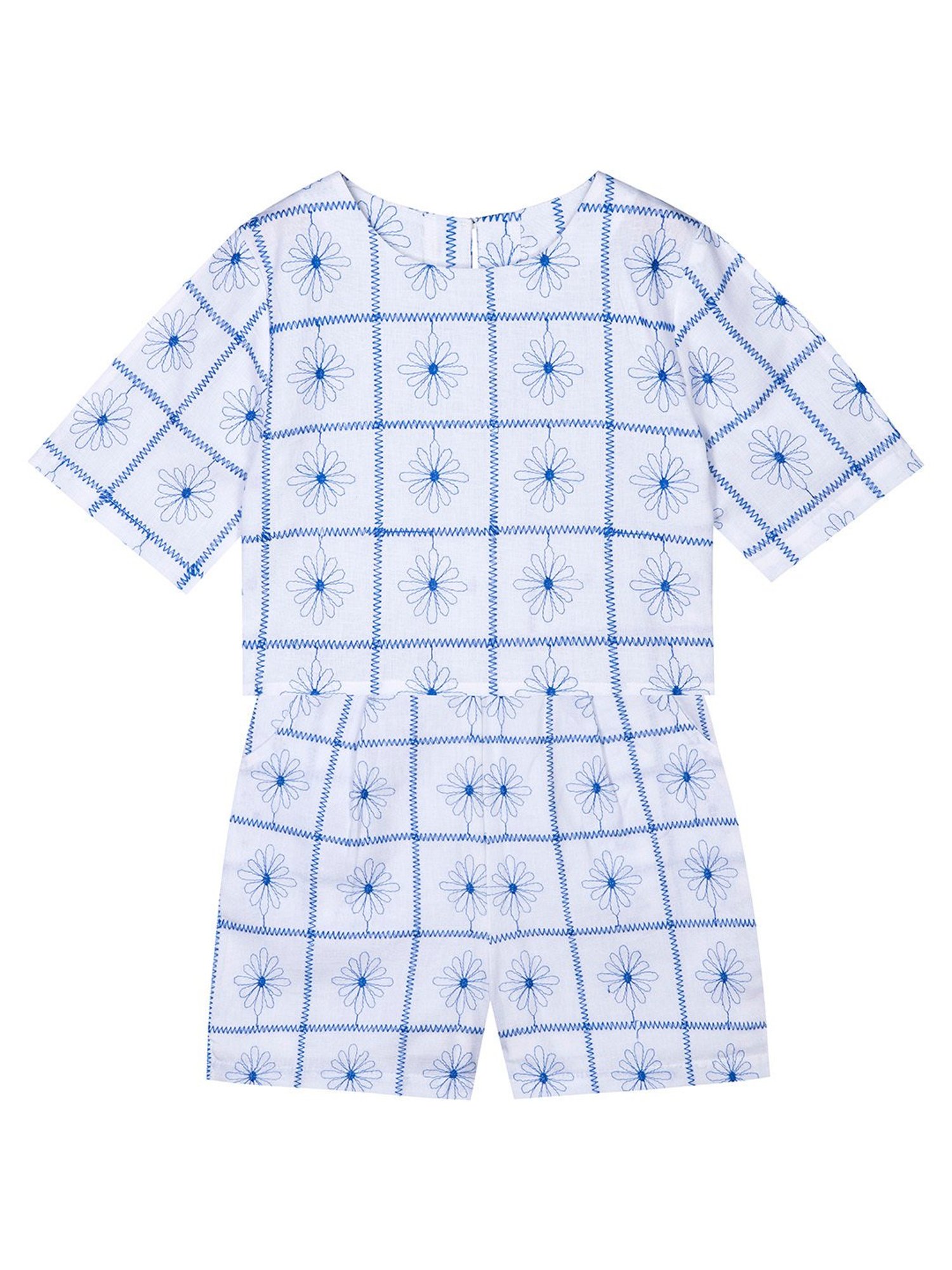 Budding Bees Kids Blue & White Floral Print Top with Shorts