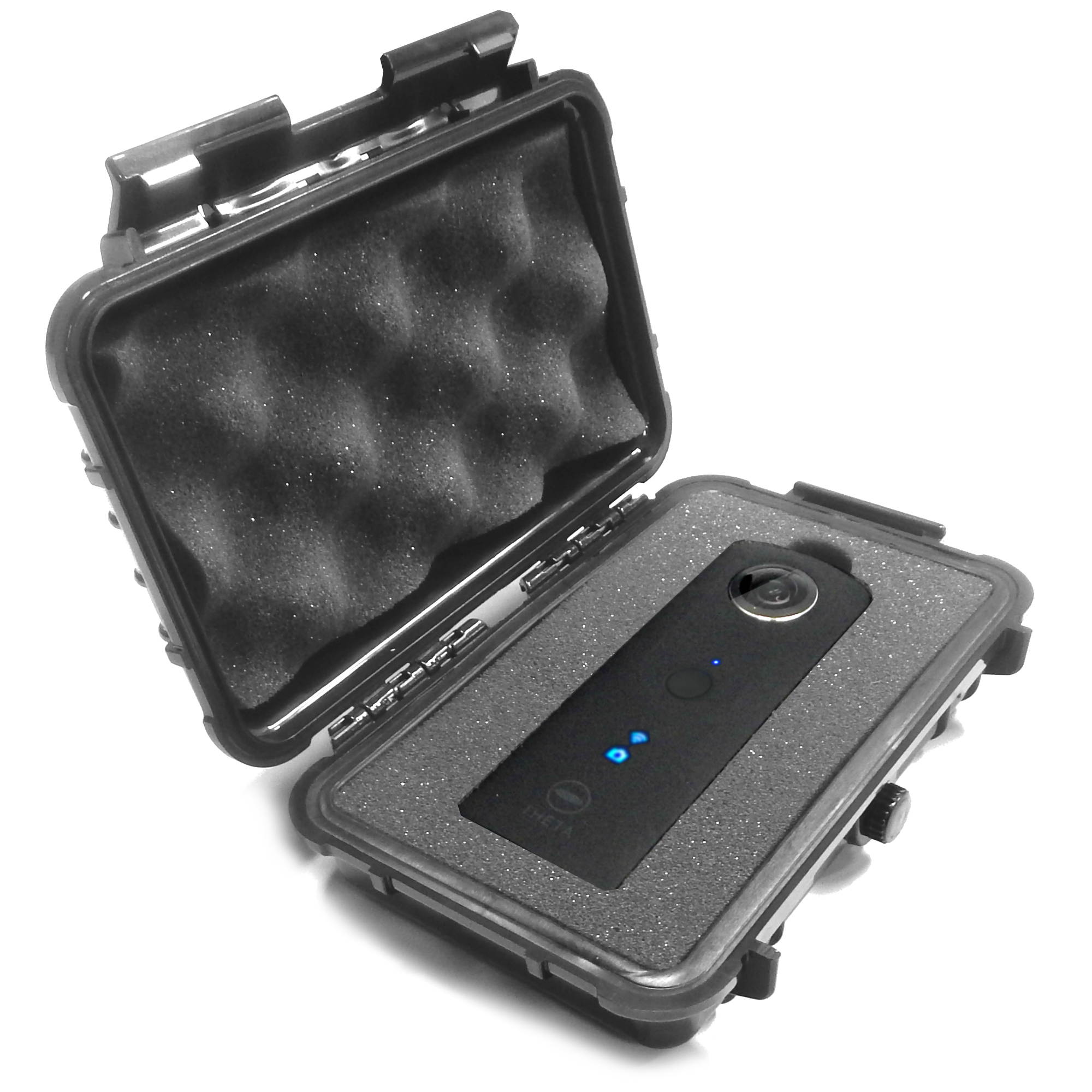 CASEMATIX Impact Protection WATERPROOF Travel Case For Ricoh Theta S Digital Camera and Theta M15 360 Degree Spherical Panorama Cameras - Includes Dense Absorbing Foam and Rubber Lining Seal