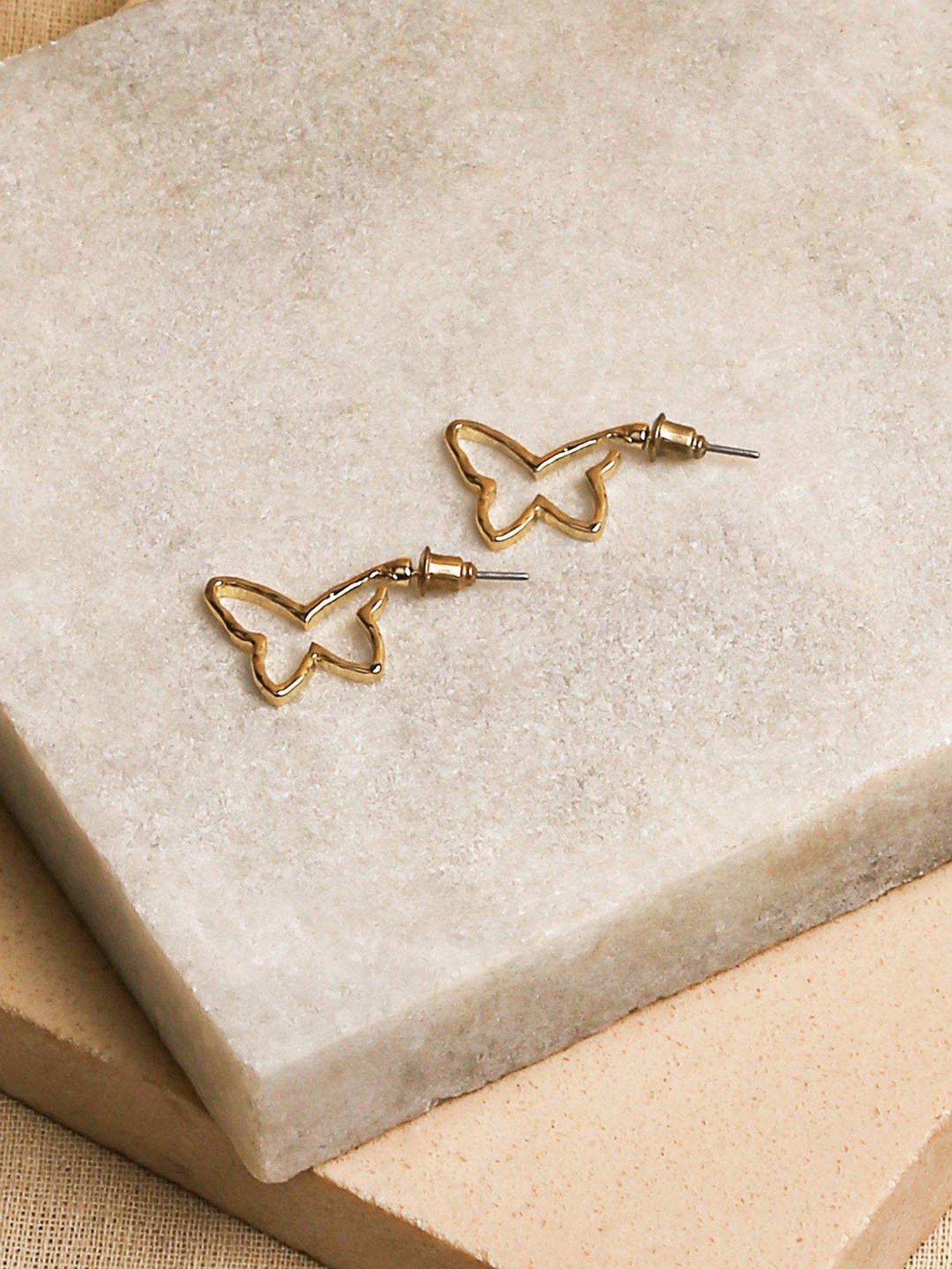 ToniQ Stylish Gold-Plated Butterfly Stud Earing For Women