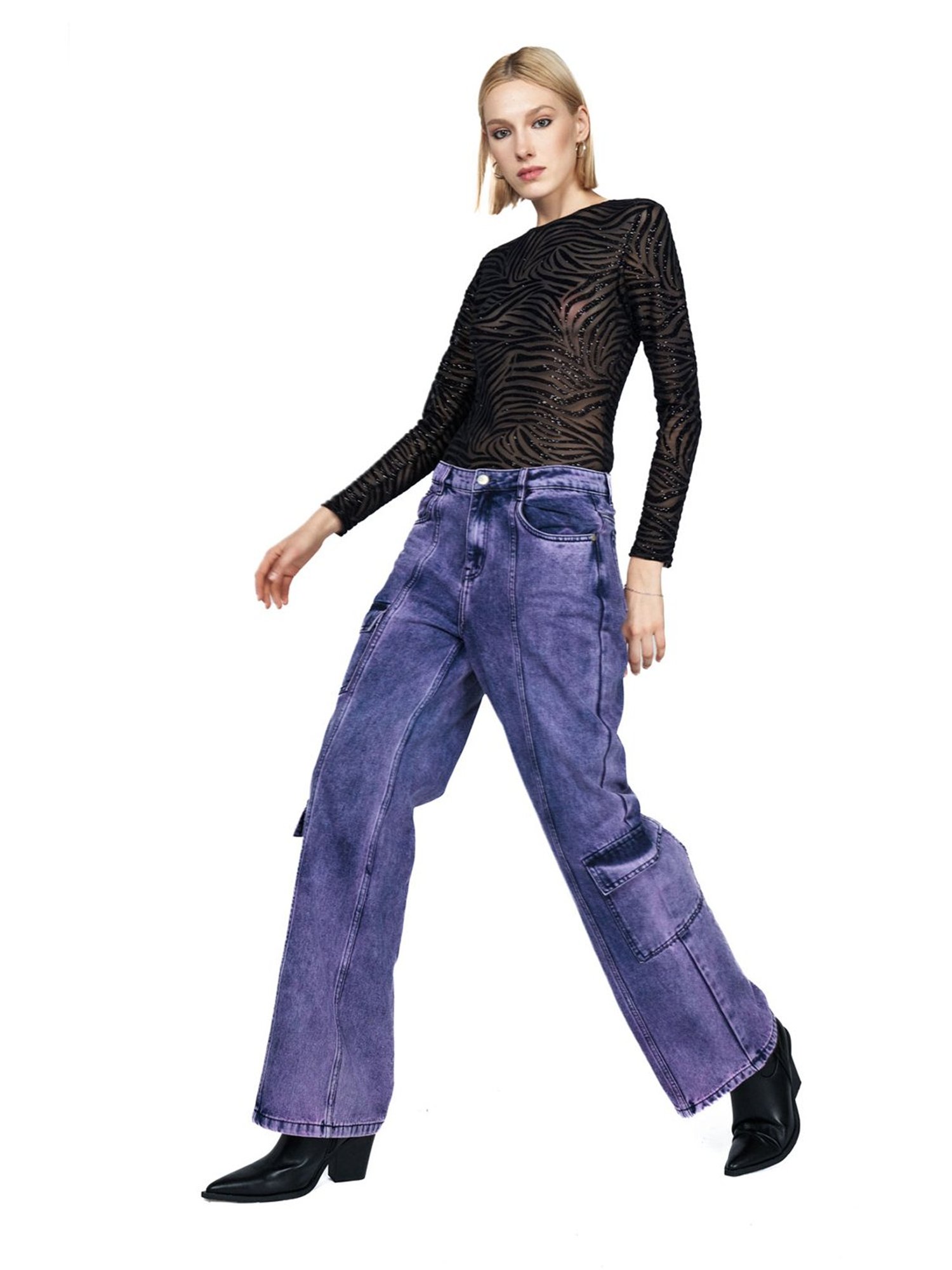 Cover Story Purple Regular Fit Mid rise Cargo Jeans