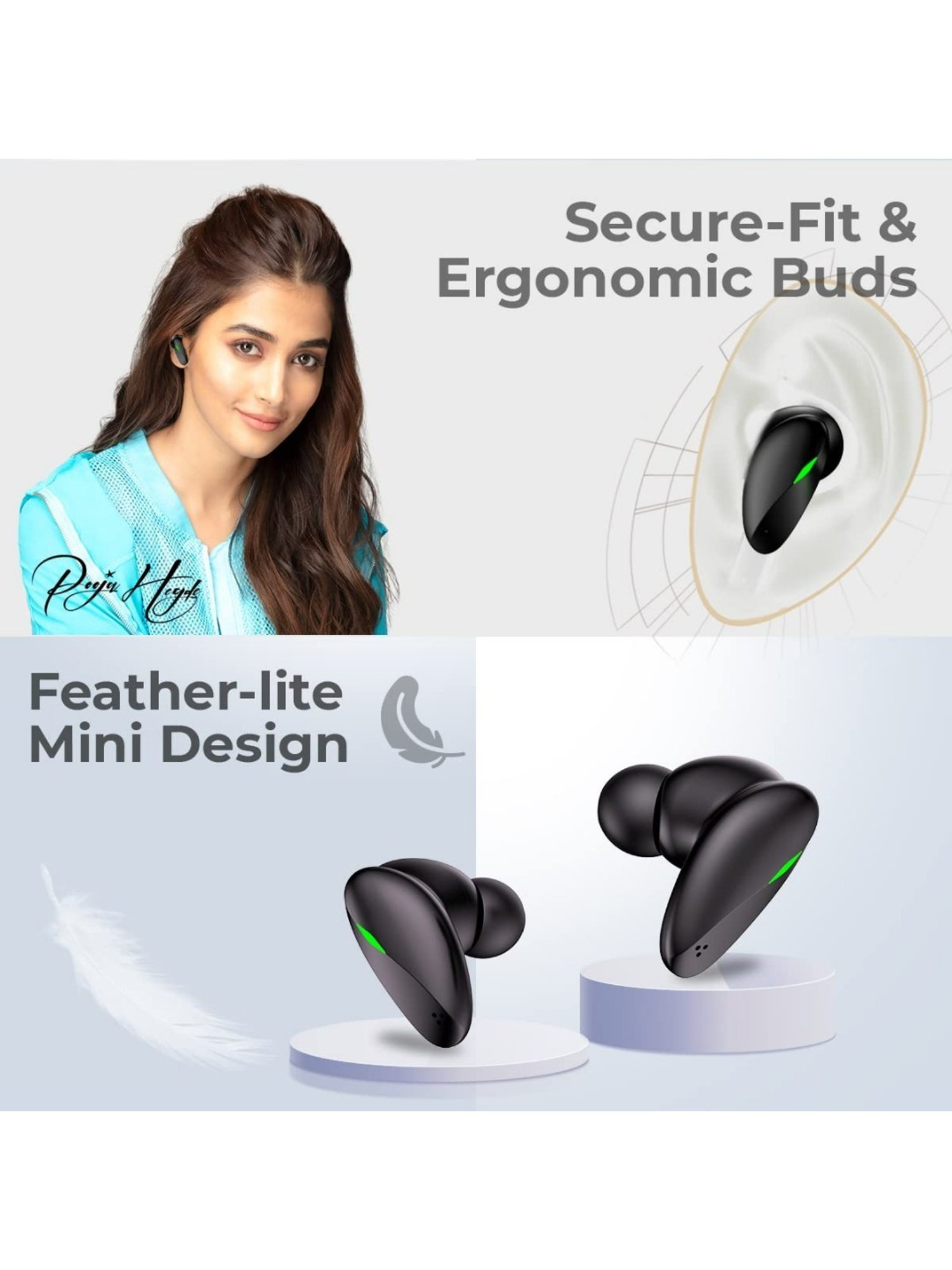 PTron Bassbuds B21 Bluetooth 5.2 Truly Wireless in Ear Earbuds with Mic, 24 Hours Playtime (Black)