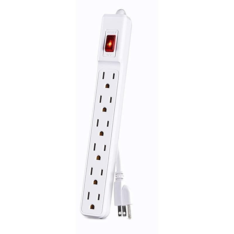 GS60304 Power Strip 6Outlets 3Foot Cord White