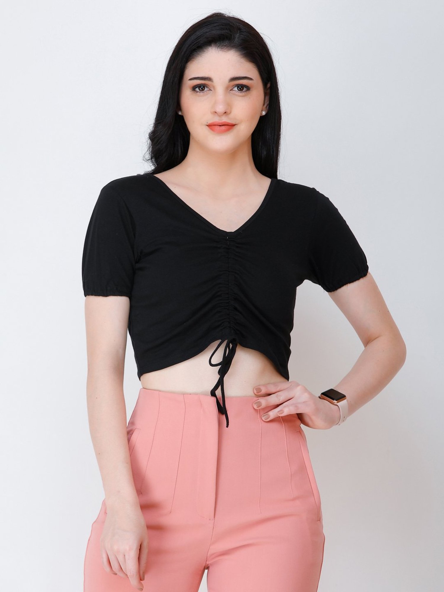 Scorpius Black Regular Fit Crop Top