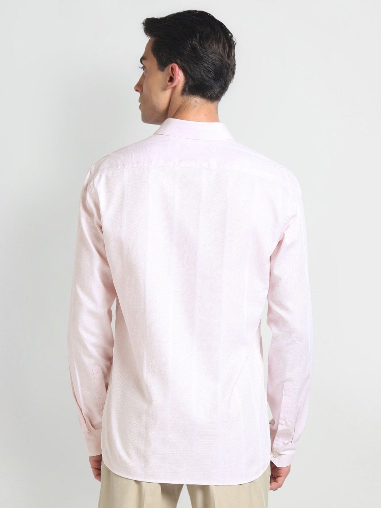 Arrow Newyork Pink Cotton Slim Fit Texture Shirt