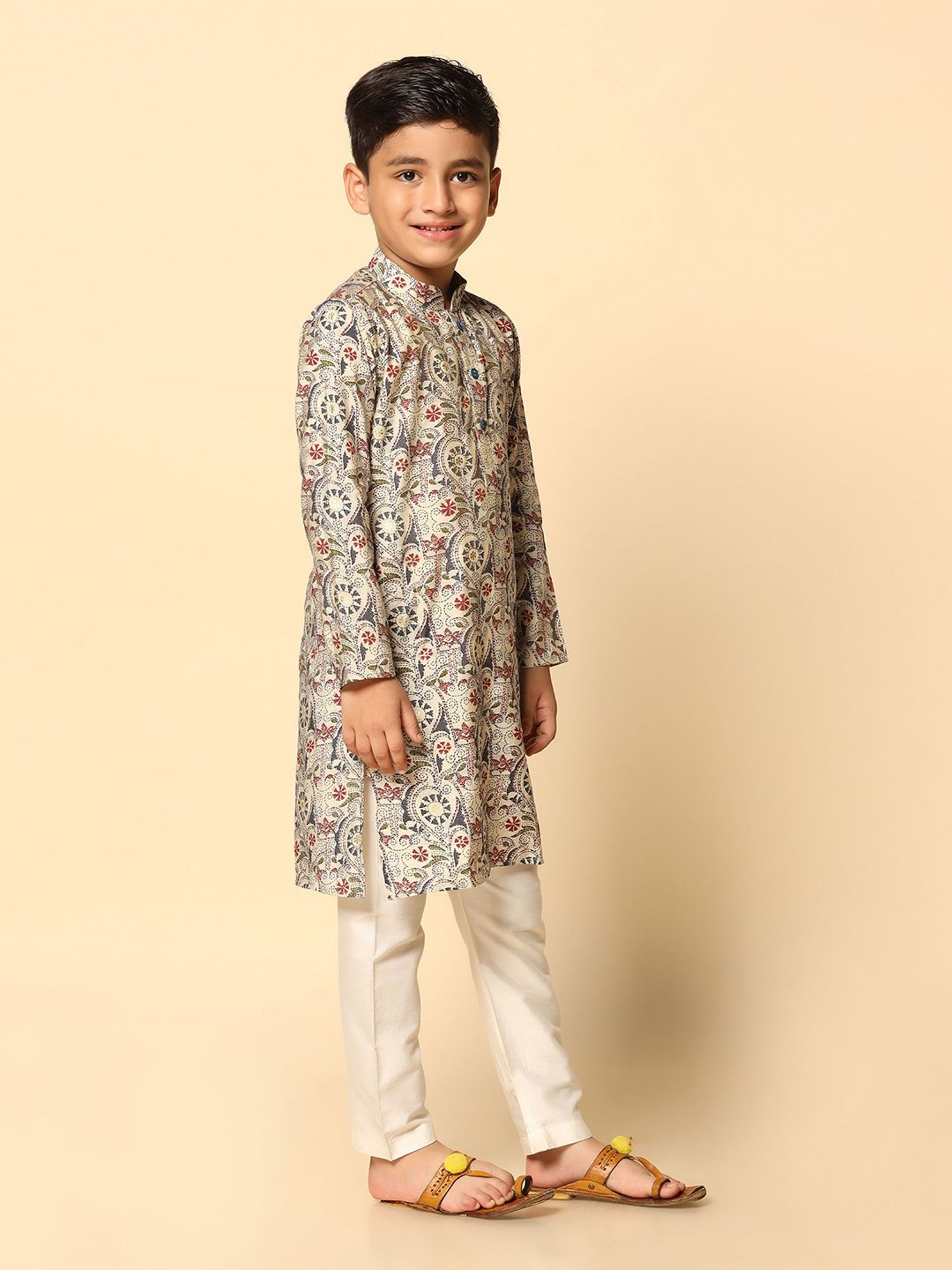 KISAH Boys Multicolor Printed Full Sleeves Kurta