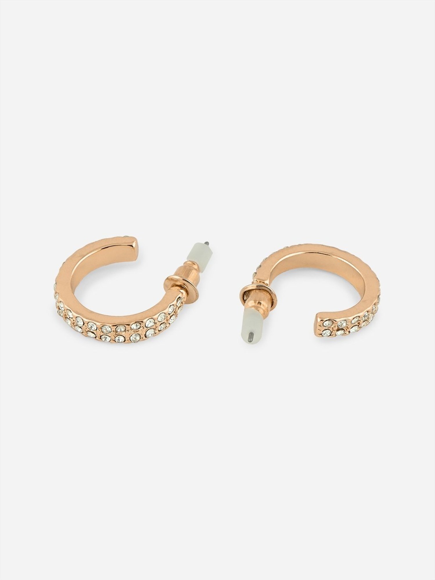 Toniq Fancy Gold-Plated Hoop CZ Stone Hoop Earrings