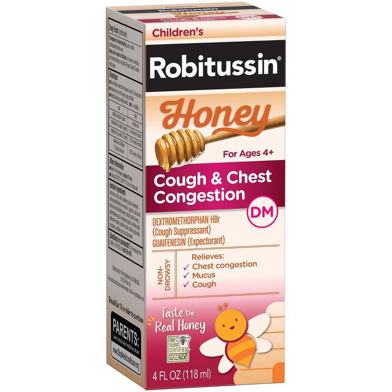 Children's Robitussin Cough & Chest Congestion DM Relief Liquid - Dextromethorphan - Honey - 4 fl oz