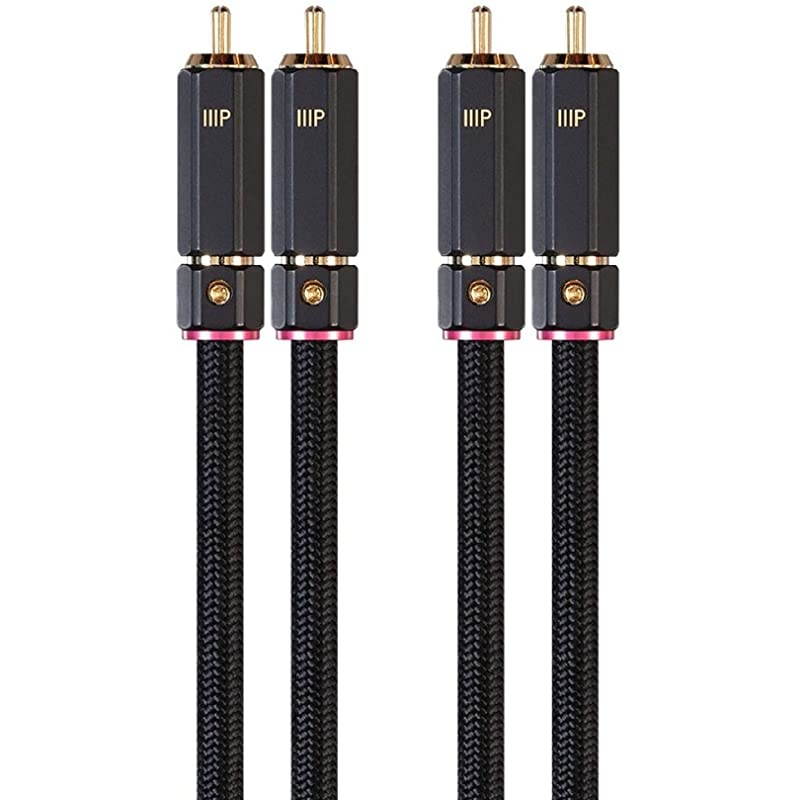138076 Male RCA Two Channel Stereo Audio Cable 3 Feet Black Gold Plated Connectors Double Shielded with Copper Braiding Onix Series