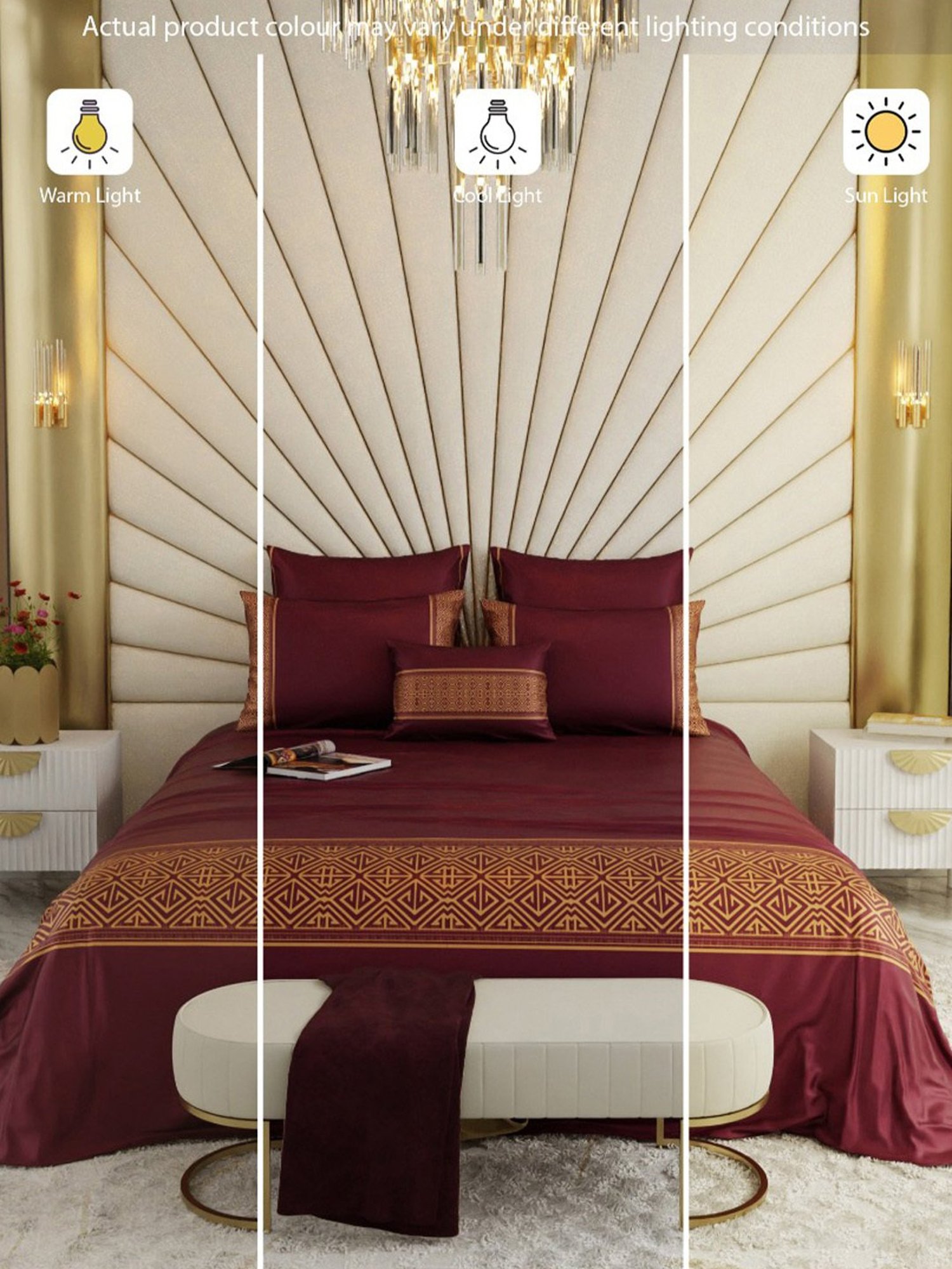 Stoa Paris Majesty Merlot Wine 300 TC Polyester Super king Crown of Versailles Bedding Set