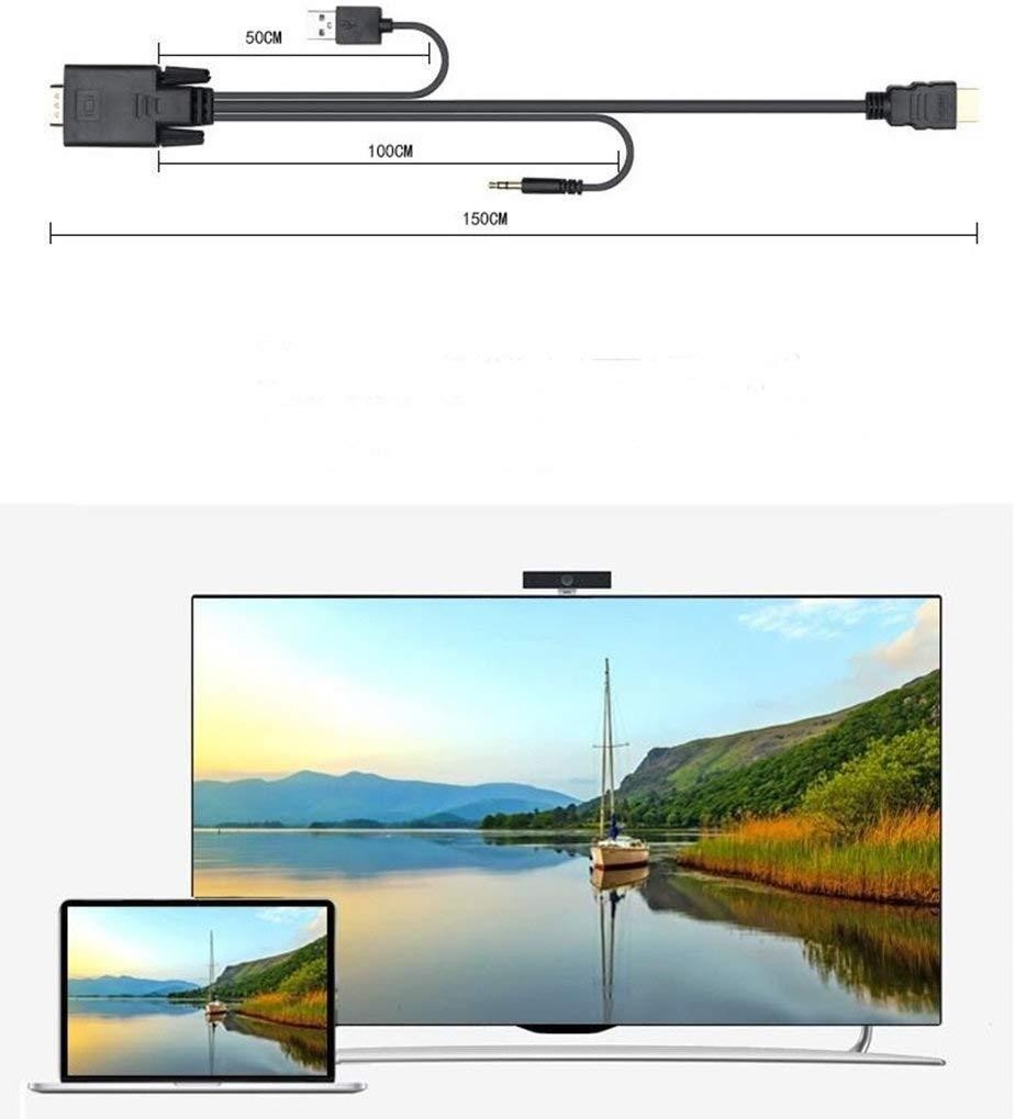 VGA to HDMI Audio,CableDeconn VGA to HDMI Converter Port Adapter Audio Old PC Connecting Desktop Computer/Laptop/DVD 1.5M